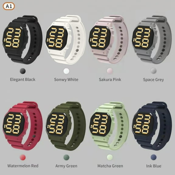 Joernso Electronic Watch Number Indication Square Dial Silicone 30m Waterproof Wrist Watch for Sports