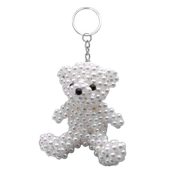 Joernso Faux Pearl Bear Rabbit Keychain Pendant Handmade Braided Lightweight Charm Key Chain Backpack Bag Accessory