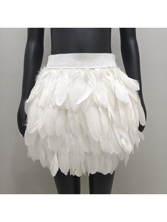 Festival Faux Feather Skirt Punk Gothic Style Hand-Stitched Design Stage Performance Punk Gothic Mini Short Skirt