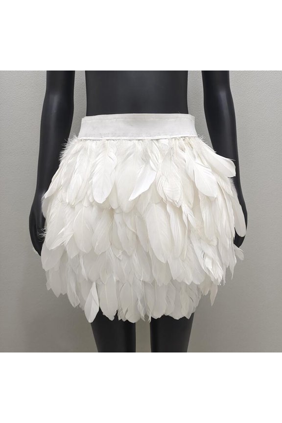 Festival Faux Feather Skirt Punk Gothic Style Hand-Stitched Design Stage Performance Punk Gothic Mini Short Skirt