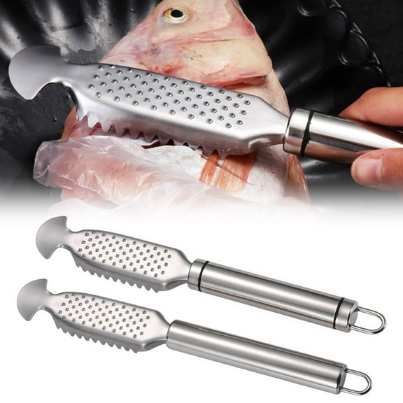 Joernso Fish Scaler Tool Stainless Steel Fish Descaler with Grooves Double-Row Tooth Fish Scraper Ergonomic Handle Fish Scale Scratch Cleaner for Scaling Cleaning