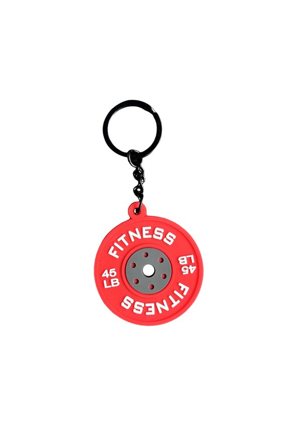 Fitness Keychain Pendant Rubber Metal Workout Barbell Weight Lifting Pendant Gym Keyring Exercise Gift Reminder