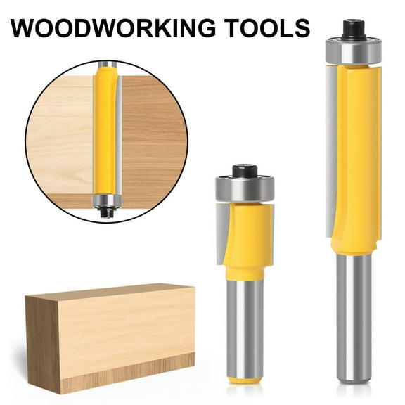 Joernso Flush Trim Router Bit with Bearing Prevent Tear-Out Round Shank 8mm Template Guide Woodworking Milling Cutter Tool for Trimmer