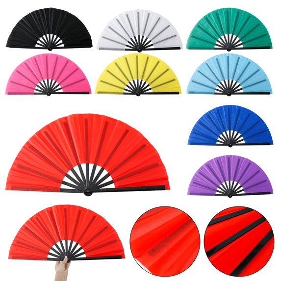 Joernso Folding Fan Pure Color Strong Fan Bone Lightweight Retro Style Kung Fu Fan Tai Chi Fan Chinese Dance Fan Party Decoration Fan
