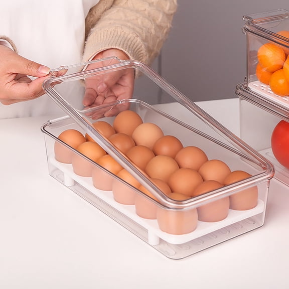 Joernso Fridge Storage Box with Lid Transparent Stackable Fruit Vegetable Fresh-keeping Case Egg Organizer Food Organization Case Egg Carton Crisper Box