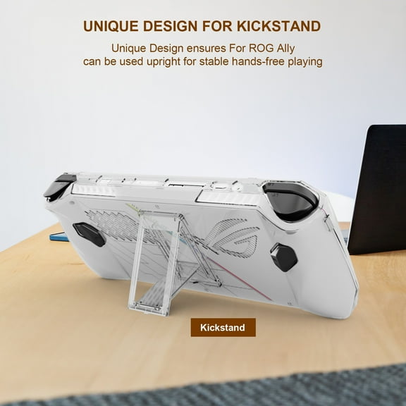 Joernso Game Console Protective Cover with Holder Transparent Shockproof Impact Resistant Anti-Scratch Full Cover Case for ROG Ally