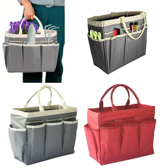 Joernso Gardening Tool Storage Bag with Ergonomic Handle Large Capacity Multiple Pockets Waterproof Versatile Tote Storage Organizer