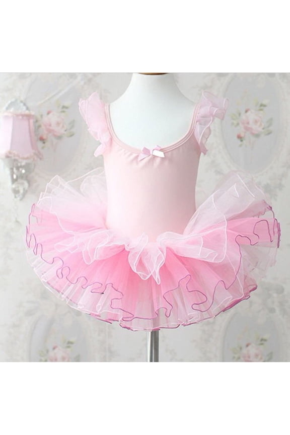 Girls Kids Fashion Ballet Tutu Children Pink Bow Stage Wear Clothes Dance Dress