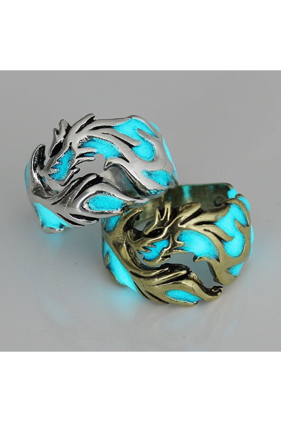 Glow in The Dark Luminous Men Ring Cool Personality Flying Dragon Ring for Bar