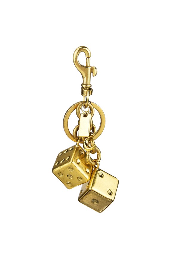 Golden Dice Keychain Pendant Portable Lucky Charm Multifunctional Bag Charm Key Ring Backpack Accessory