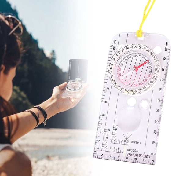 Joernso Guide Compass Transparent Widely Applied Portable Professional Scale Ruler Compass for Outdoor