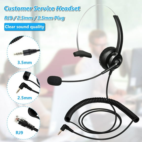 Joernso H300 Telephone Headset Noise Cancelling High Fidelity Comfortable 3.5mm 2.5mm RJ9 MIC Customer Service Headset for Business