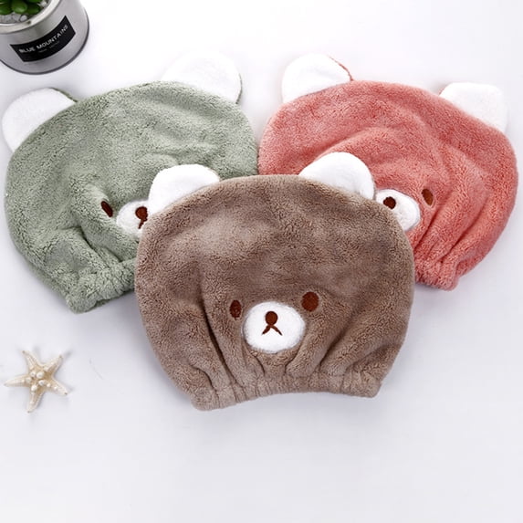 Joernso Hair Drying Cap Fluffy Quick-dry Coral Fleece Multi-functional Kids Cartoon Elastic Hair Hat Towel Household Supplies