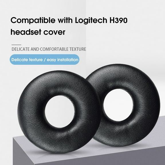 Joernso Headphone Cushion Comfortable Noise Reduction Headset Accessories Faux Leather Ear Pad for Logitech H390