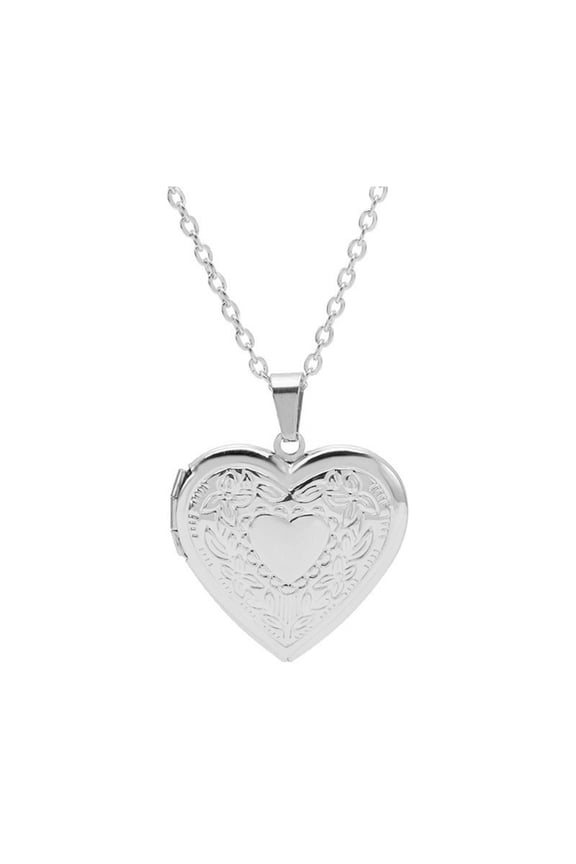 Heart Photo Locket Pendant Necklace Photo Frame Promise Love Keepsake Necklace Polished Alloy Adjustable Length Retro Style Valentines Day Gift Anniversary Jewelry