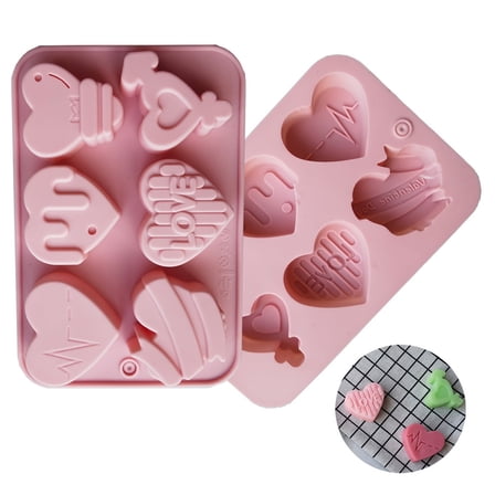 Joernso Heart Shape DIY Cake Mold Silicone 6 Cavity Valentines Day Candy Mold for Baking