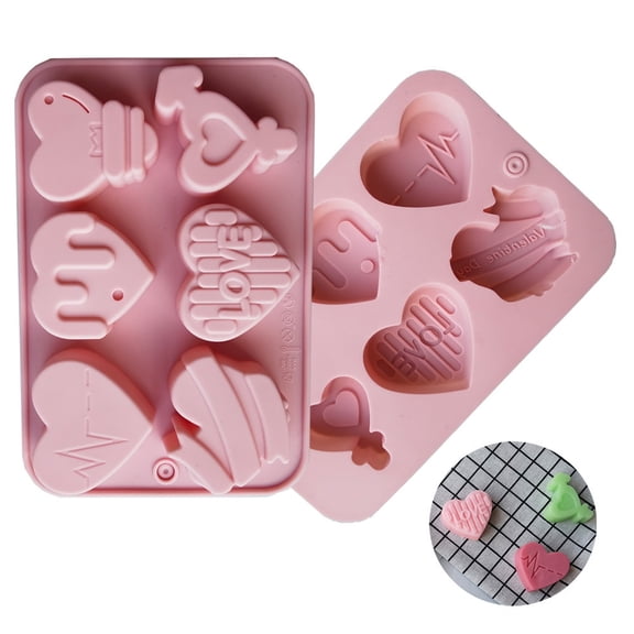 Joernso Heart Shape DIY Cake Mold Silicone 6 Cavity Valentines Day Candy Mold for Baking