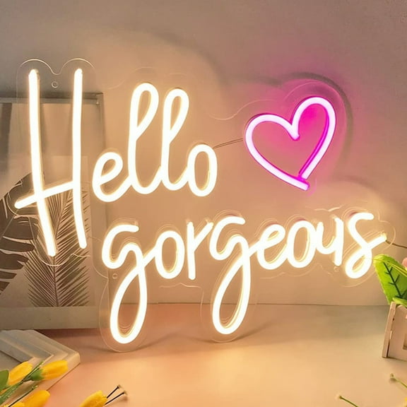 Joernso Hello Gorgeous Neon Sign LED Light Unique Shape Super Bright Energy-Saving USB Powered LED Light Sign Wall Art Decoration