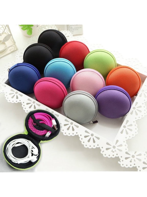 High Hardness Round Zipper Earphone Coin Purse Storage Bag Case Organizer Pouch
