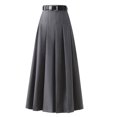 thumbnail image 1 of Joernso High Waist Pleated Skirt with Belt Solid Color A-Line Long Skirt Ankle Length Office Casual Women Suit Skirt, 1 of 8