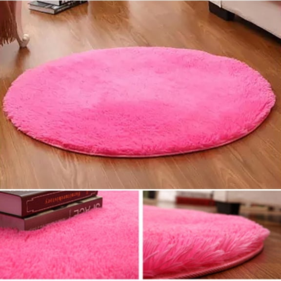 Joernso Home Decoration Bedroom Hall Pure Color Round Velvet Carpet Cushion Door Floor Mat