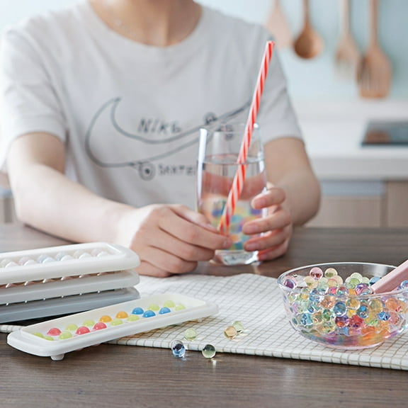 Joernso Ice Cube Tray Round Shape with Lid Plastic Flexible Ice Ball Mould for Home