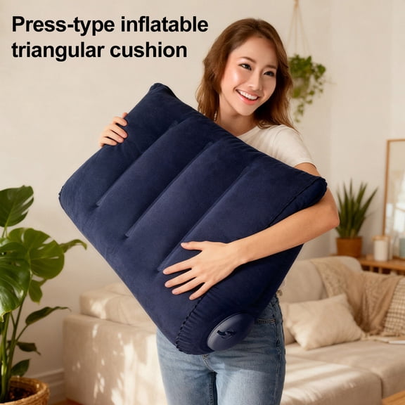 Joernso Inflatable Cushion Pillow Lightweight Portable Triangular Wedge Pillow with Dual Inflation Mode Built-in Pump Posture Support