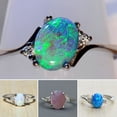 thumbnail image 1 of Joernso Inlaid Rhinestones Elegant Lady Ring Oval Cut Colorful Faux Gem Finger Ring Jewelry Accessory, 1 of 8