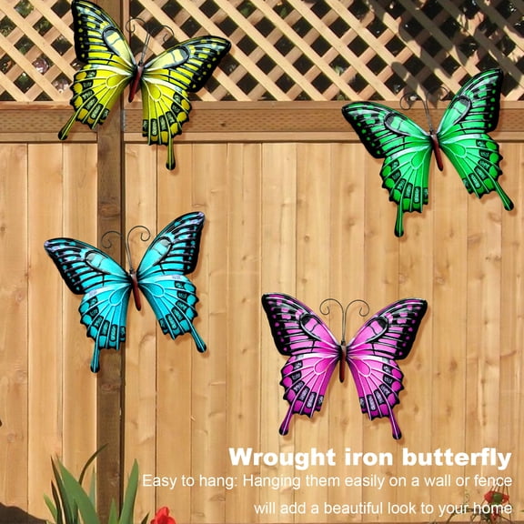 Joernso Iron Butterflies Wall Decoration Home Office Living Room Bathroom Indoor Outdoor Metal Wall Art Hanging Animal Ornament Pendant