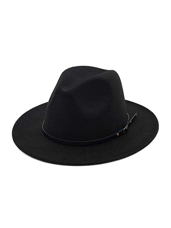 Jazz Cap Wide Brim Breathable Solid Color Fedora Hat Winter Floppy Women Cap Streetwear
