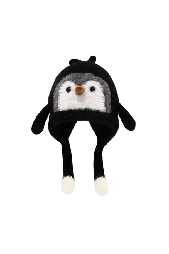 Kids Hat Penguin Design Ear Protection Knit Hat Autumn Winter Lightweight Warm Hat Outdoor Travel Accessory