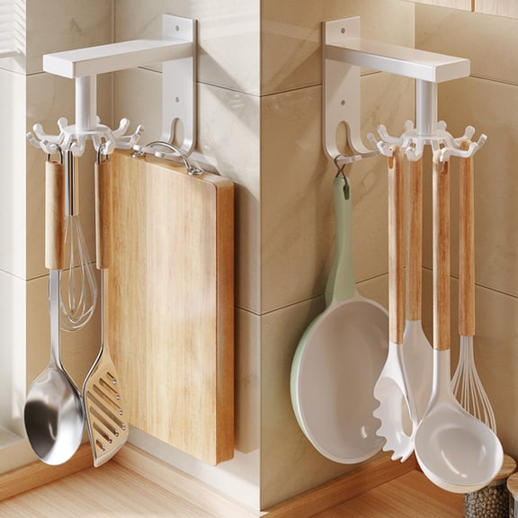 Joernso Kitchen Rotating Hooks for Utensils 10 Claw Cooking Utensil Rack for Spoons Pot Rags 360 Degrees Rotation Wall-Mounted Hanger Holder