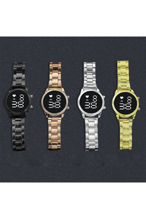 LED Digital Watch Round Dial Large Screen Adjustable Alloy Strap Accurate Time Display Color Optional Men Sport Electronic Watch Birthday Gift