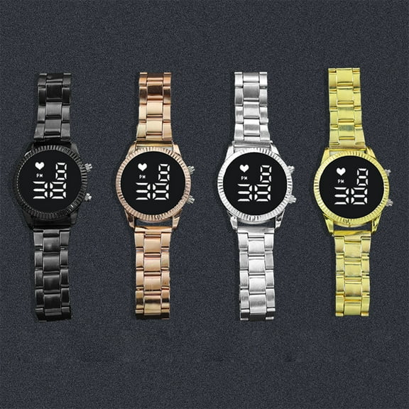 Joernso LED Digital Watch Round Dial Large Screen Adjustable Alloy Strap Accurate Time Display Color Optional Men Sport Electronic Watch Birthday Gift