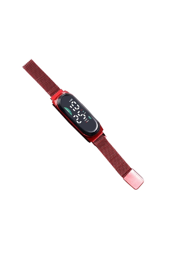 LED Digital Watch Waterproof Magnet Stainless Alloy Touch Screen Legible Dial High Accuracy Long Dial Battery-operated Unisex Sports Wristwatch