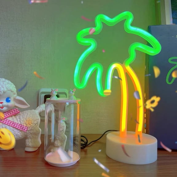 Joernso LED Night Lamp Creative Shape Flicker Free Energy saving Non Glaring Wide Application Eye Pineapple Coconut Tree Desktop LED Neon Lamp Home Supplies