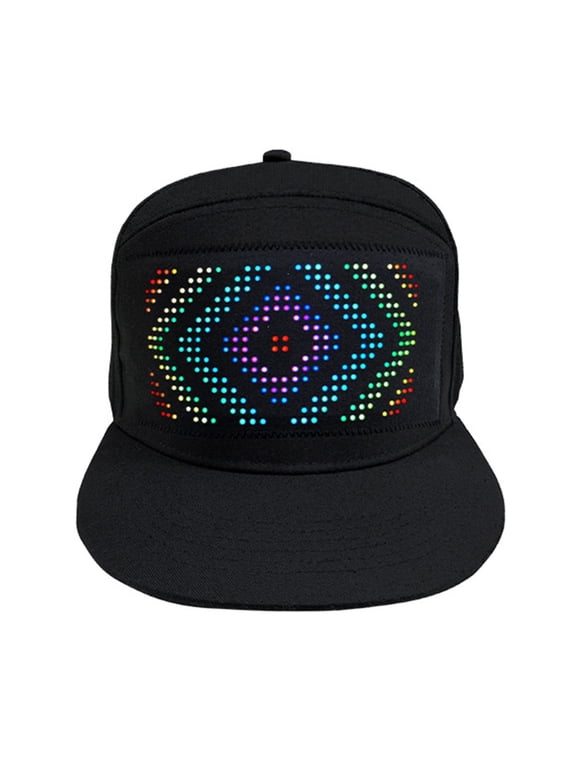 LED Pixel Screen Cap RGB Colorful LED Screen Cap App Connection Detachable Screen USB Charging Display Message Hat Adjustable Buckle Event Party Hat