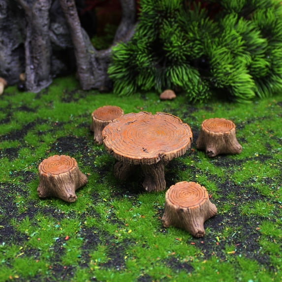 Joernso Landscape Ornament Handicraft Excellent Workmanship Exquisite Resin Craft Garden Miniature Table Chair for Home Desktop