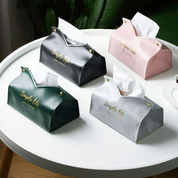 Joernso Large Capacity Faux Leather Strong Buckle Tissue Box Fine Texture Beautiful Tissue Holder Bag for Living Room