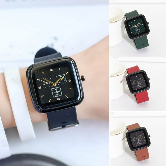 Joernso Large Square Screen Quartz Watch High Accuracy Easy to Read Silicone Strap Casual Sport Mechanical Wristwatch for Students