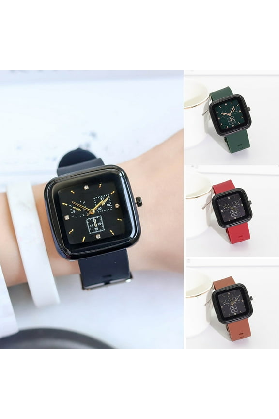 Large Square Screen Quartz Watch High Accuracy Easy to Read Silicone Strap Casual Sport Mechanical Wristwatch for Students