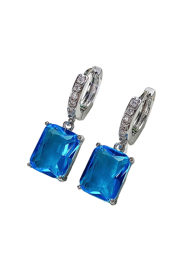 Large Zircon Dangling Earrings for Women Sparkling Cube-shaped Rhinestone Drop Earring Jewelry for Banquets Dates