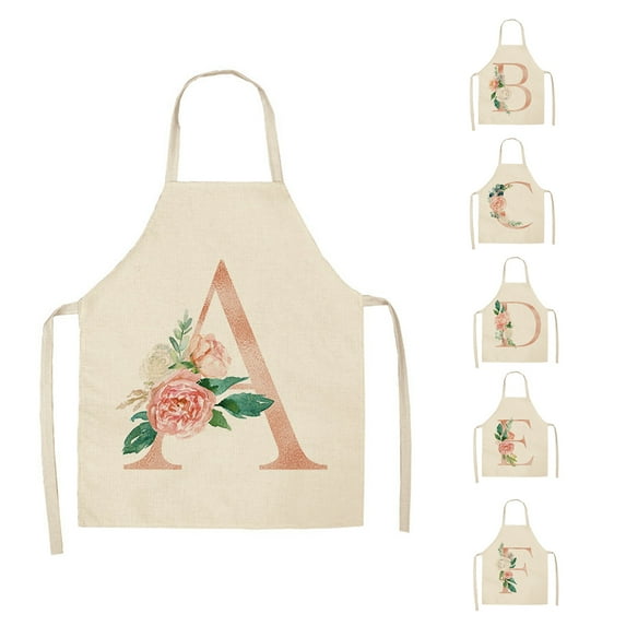 Joernso Letter A to Z Alphabet Pattern Kitchen Apron Sleeveless Cooking Cleaning Tools
