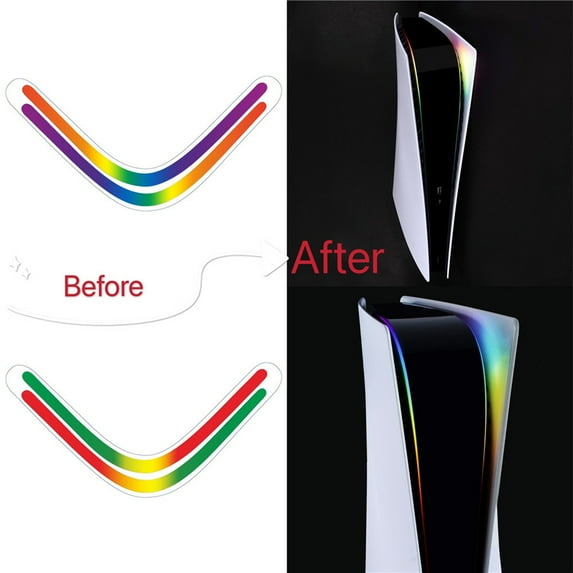 Joernso Light Bar Skin Stickers Luminous Self adhesive Gradient Console Colorful LED Light Strip Decals for PS5