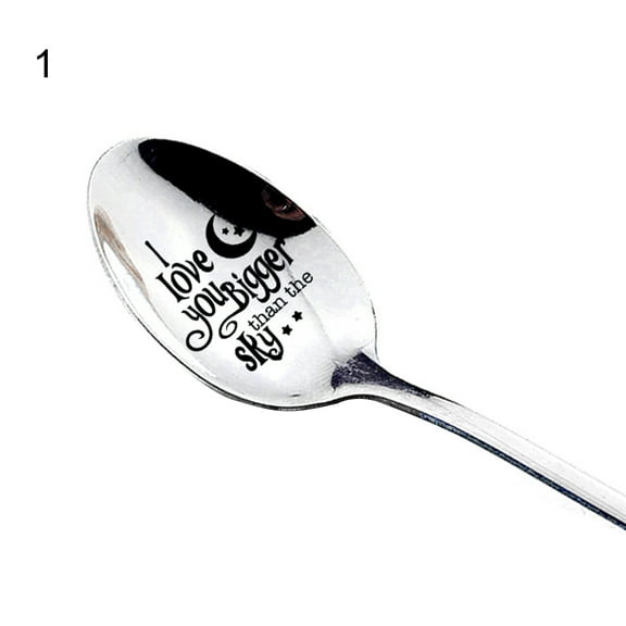 Joernso Long Handle Spoon Stainless Steel Household Tableware Letter Engraved Utensils