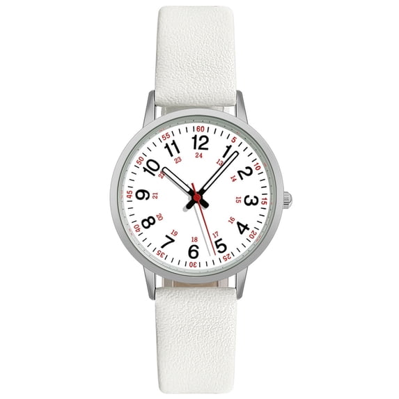 Joernso Luminous Digital Watch with Soft Faux Leather Strap 24 Hours Time Round Dial Quartz Watch Women Fashion Wrist Watch for Students Nurse Office Worker Christmas Birthday Gift