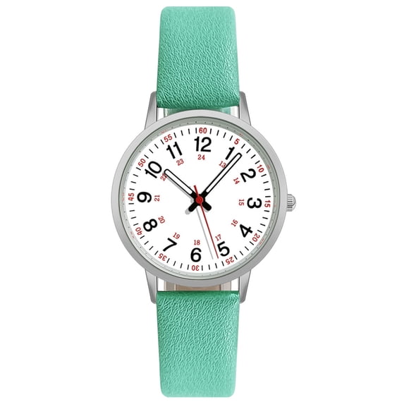 Joernso Luminous Digital Watch with Soft Faux Leather Strap 24 Hours Time Round Dial Quartz Watch Women Fashion Wrist Watch for Students Nurse Office Worker Christmas Birthday Gift