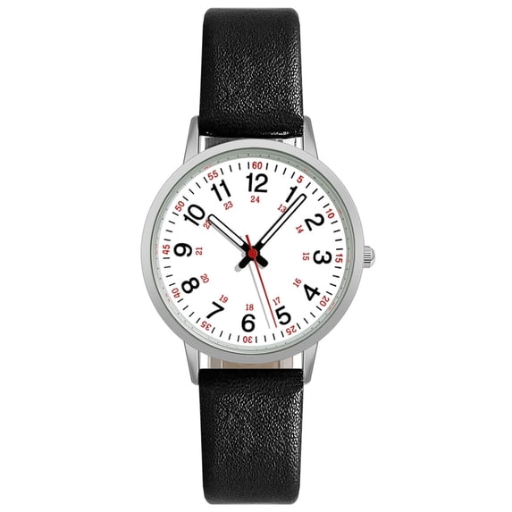 Joernso Luminous Digital Watch with Soft Faux Leather Strap 24 Hours Time Round Dial Quartz Watch Women Fashion Wrist Watch for Students Nurse Office Worker Christmas Birthday Gift