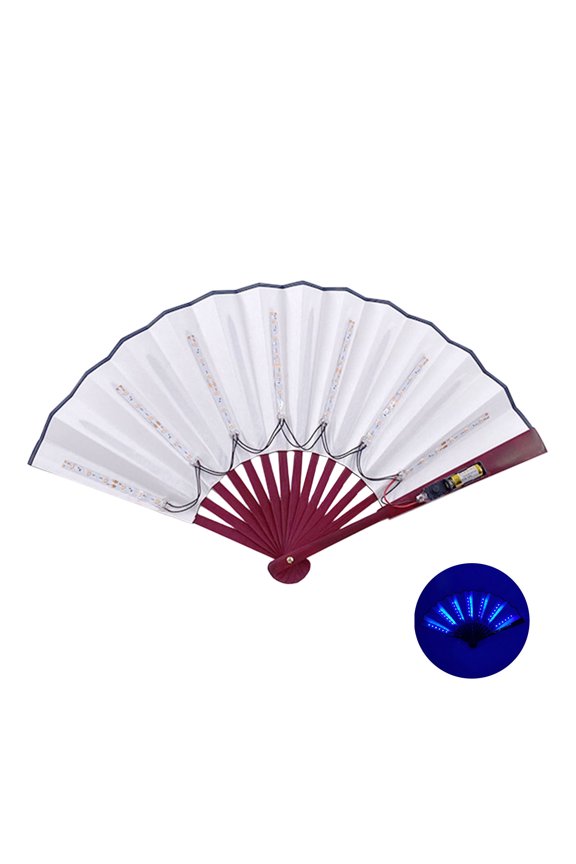 Luminous Fan LED Ambiance Light Foldable 12V 8 Inch Glowing Strong Hinge KTV Bar Club Decoration Night Performance Prop Hand Fan