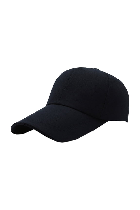 Men Baseball Hat Long Hard Brim Solid Color Sunscreen Anti-UV Adjustable Ponytail Hole Casual Hip Hop Outdoor Sun Cap